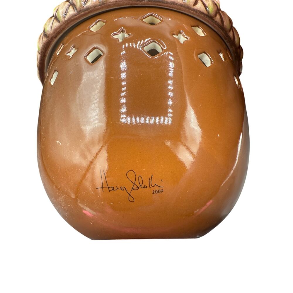 🍁 VTG Style Ceramic Acorn Luminary Candle Holder Fall Cottagecore Decor signed - Picture 5 of 6